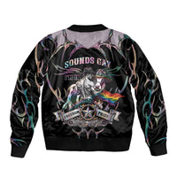 Cowboy Pride Month Sounds Gay Im in Sleeve Zip Bomber Jacket Y2K Tribal Chrome With Rainbow Scarf Cow