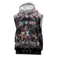 Cowboy Pride Month Sounds Gay Im in Sleeveless Hoodie Y2K Tribal Chrome With Rainbow Scarf Cow