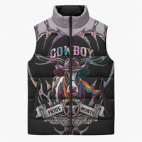 Cowboy Pride Month Sounds Gay Im in Sleeveless Puffer Jacket Y2K Tribal Chrome With Rainbow Scarf Cow