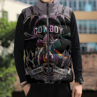 Cowboy Pride Month Sounds Gay Im in Sleeveless Puffer Jacket Y2K Tribal Chrome With Rainbow Scarf Cow
