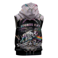 Cowboy Pride Month Sounds Gay Im in Sleeveless Zip Hoodie Y2K Tribal Chrome With Rainbow Scarf Cow