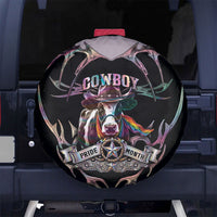 Cowboy Pride Month Sounds Gay Im in Spare Tire Cover Y2K Tribal Chrome With Rainbow Scarf Cow