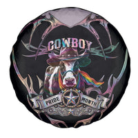 Cowboy Pride Month Sounds Gay Im in Spare Tire Cover Y2K Tribal Chrome With Rainbow Scarf Cow