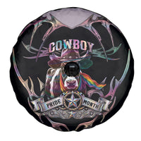 Cowboy Pride Month Sounds Gay Im in Spare Tire Cover Y2K Tribal Chrome With Rainbow Scarf Cow