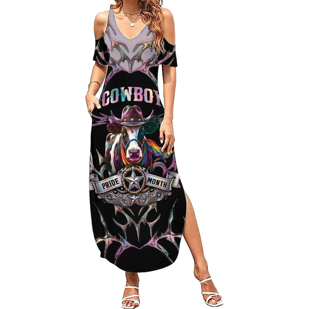 Cowboy Pride Month Sounds Gay Im in Summer Maxi Dress Y2K Tribal Chrome With Rainbow Scarf Cow