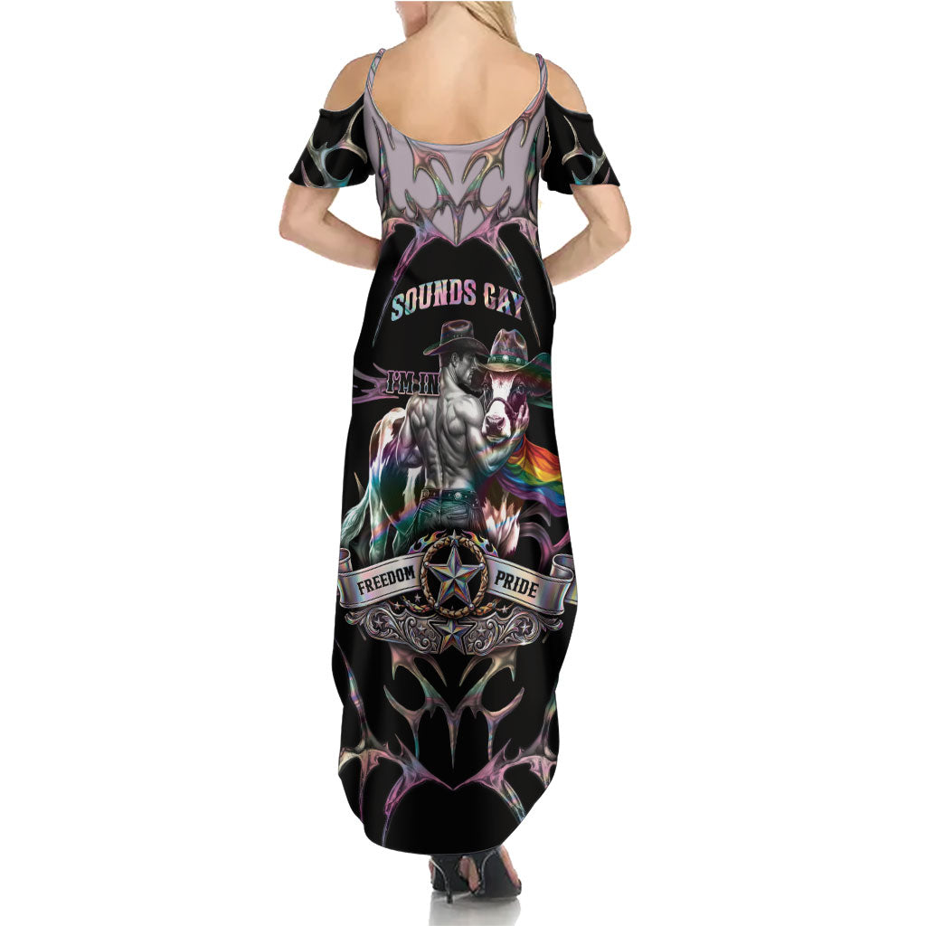 Cowboy Pride Month Sounds Gay Im in Summer Maxi Dress Y2K Tribal Chrome With Rainbow Scarf Cow