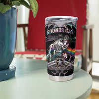 Cowboy Pride Month Sounds Gay Im in Tumbler Cup Y2K Tribal Chrome With Rainbow Scarf Cow