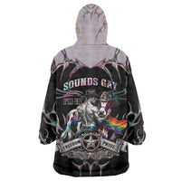 Cowboy Pride Month Sounds Gay Im in Wearable Blanket Hoodie Y2K Tribal Chrome With Rainbow Scarf Cow