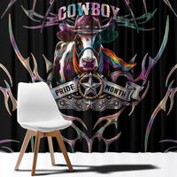 Cowboy Pride Month Sounds Gay Im in Window Curtain Y2K Tribal Chrome With Rainbow Scarf Cow