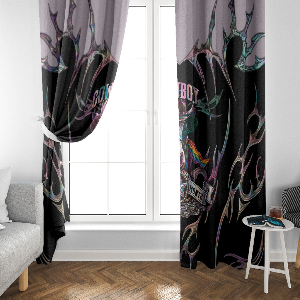 Cowboy Pride Month Sounds Gay Im in Window Curtain Y2K Tribal Chrome With Rainbow Scarf Cow