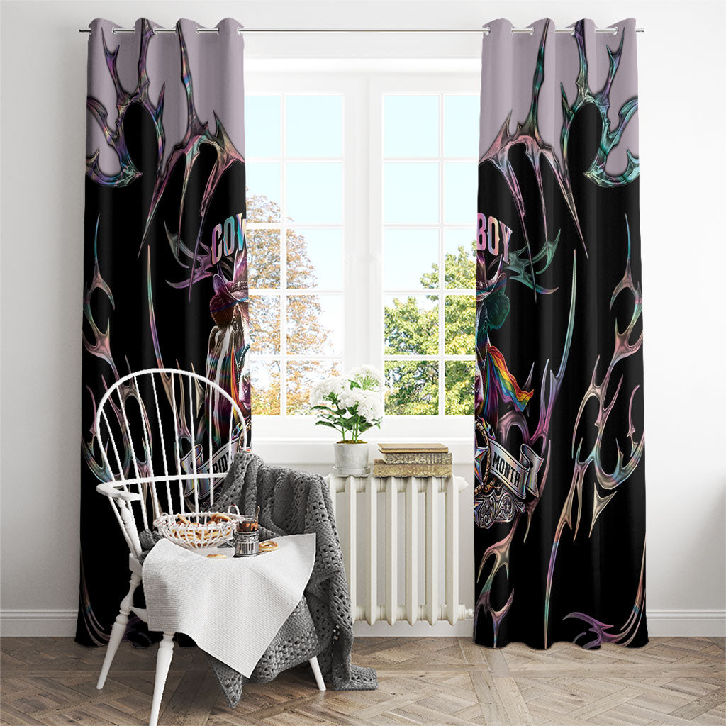 Cowboy Pride Month Sounds Gay Im in Window Curtain Y2K Tribal Chrome With Rainbow Scarf Cow