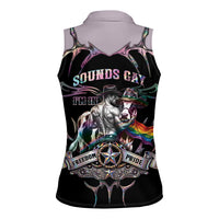Cowboy Pride Month Sounds Gay Im in Women Sleeveless Polo Shirt Y2K Tribal Chrome With Rainbow Scarf Cow