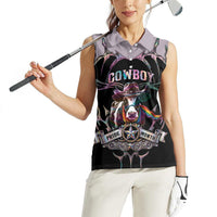 Cowboy Pride Month Sounds Gay Im in Women Sleeveless Polo Shirt Y2K Tribal Chrome With Rainbow Scarf Cow