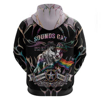 Cowboy Pride Month Sounds Gay Im in Zip Hoodie Y2K Tribal Chrome With Rainbow Scarf Cow