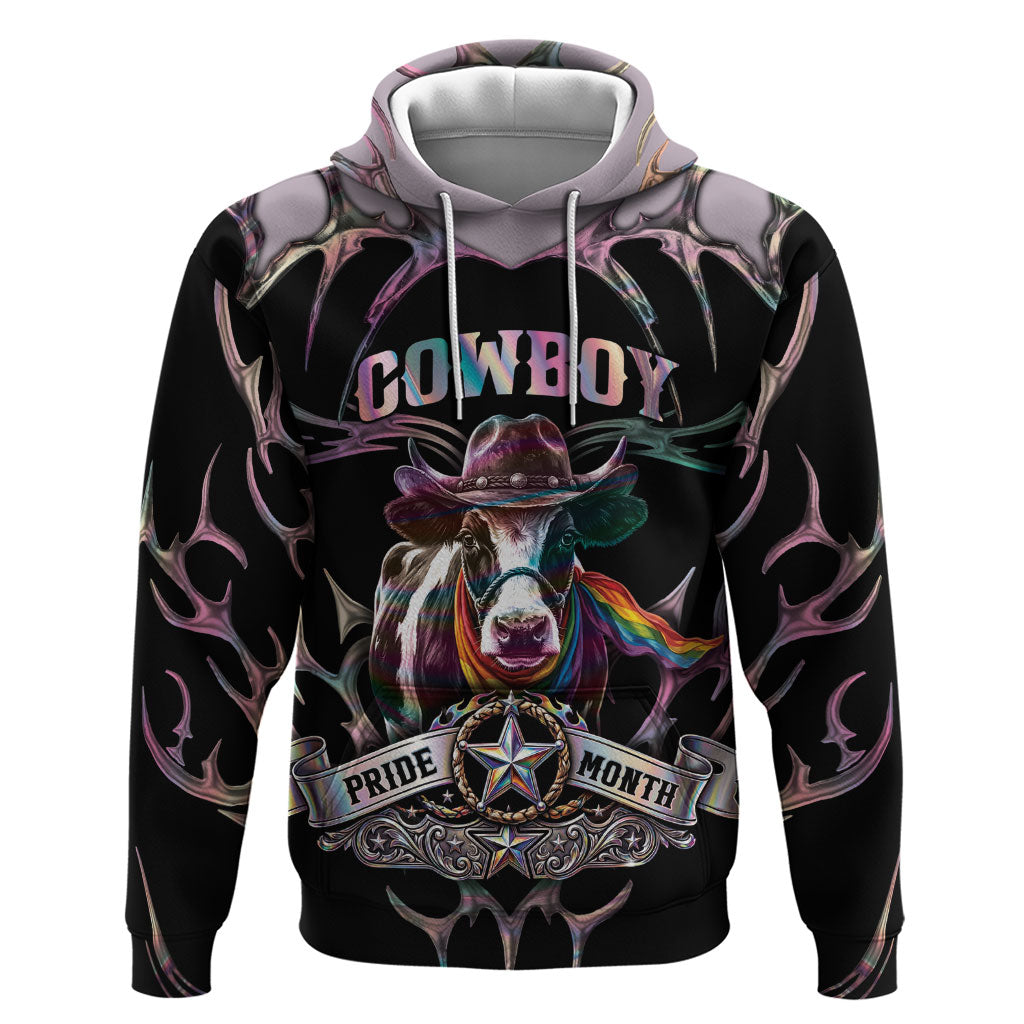 Cowboy Pride Month Sounds Gay Im in Zip Hoodie Y2K Tribal Chrome With Rainbow Scarf Cow