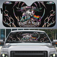 Cowboy Pride Month Sounds Gay Im in Auto Sun Shade Y2K Tribal Chrome With Rainbow Scarf Cow Version 2