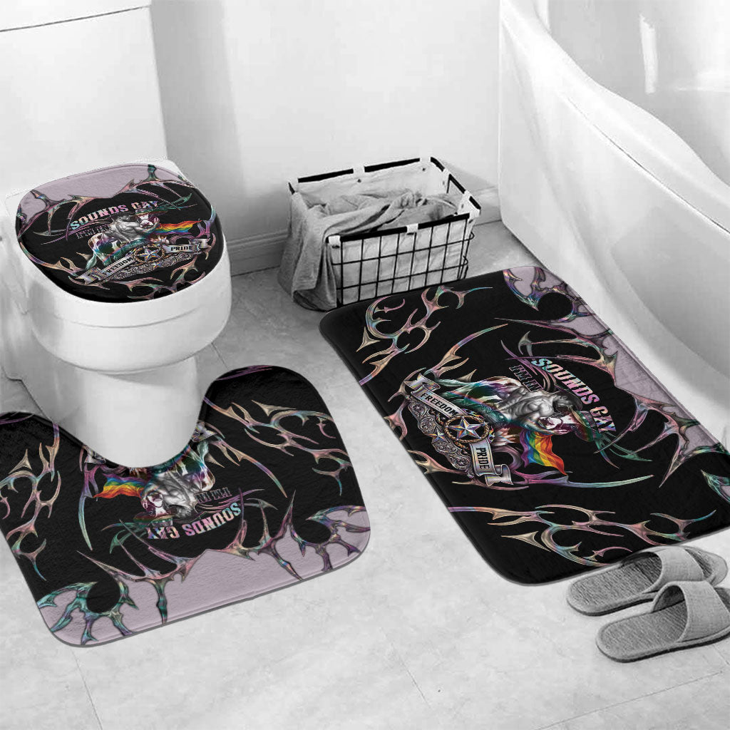 Cowboy Pride Month Sounds Gay Im in Bathroom Set Y2K Tribal Chrome With Rainbow Scarf Cow Version 2
