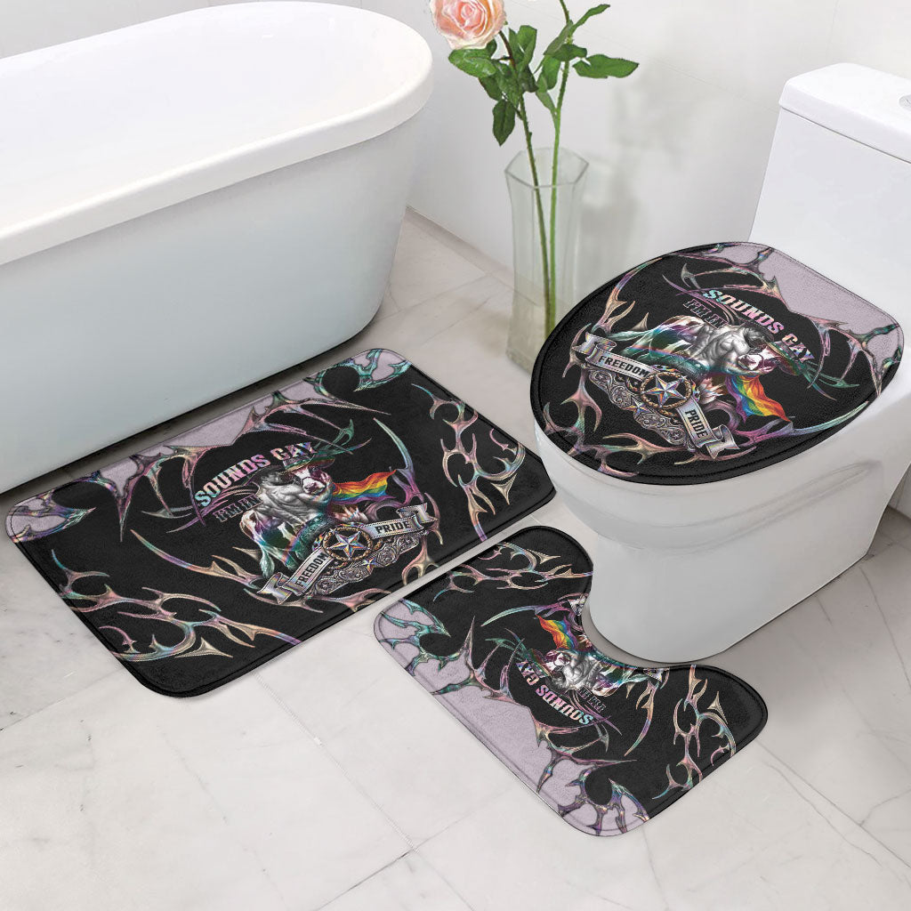Cowboy Pride Month Sounds Gay Im in Bathroom Set Y2K Tribal Chrome With Rainbow Scarf Cow Version 2