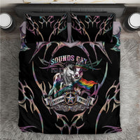 Cowboy Pride Month Sounds Gay Im in Bedding Set Y2K Tribal Chrome With Rainbow Scarf Cow Version 2