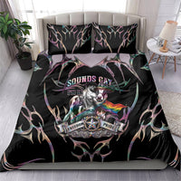 Cowboy Pride Month Sounds Gay Im in Bedding Set Y2K Tribal Chrome With Rainbow Scarf Cow Version 2