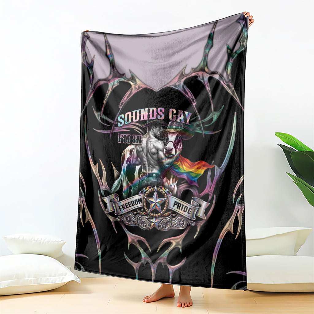 Cowboy Pride Month Sounds Gay Im in Blanket Y2K Tribal Chrome With Rainbow Scarf Cow Version 2