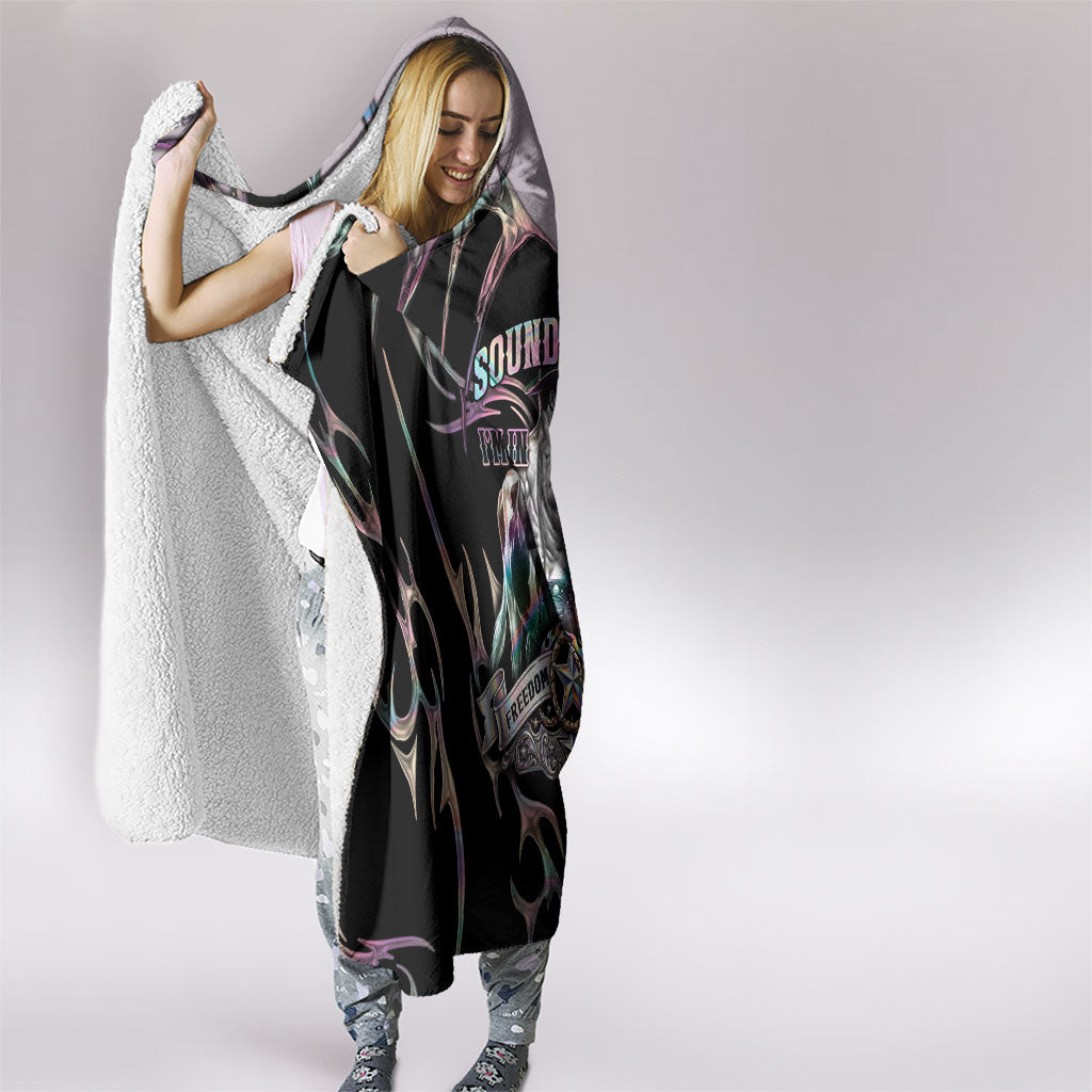 Cowboy Pride Month Sounds Gay Im in Hooded Blanket Y2K Tribal Chrome With Rainbow Scarf Cow Version 2