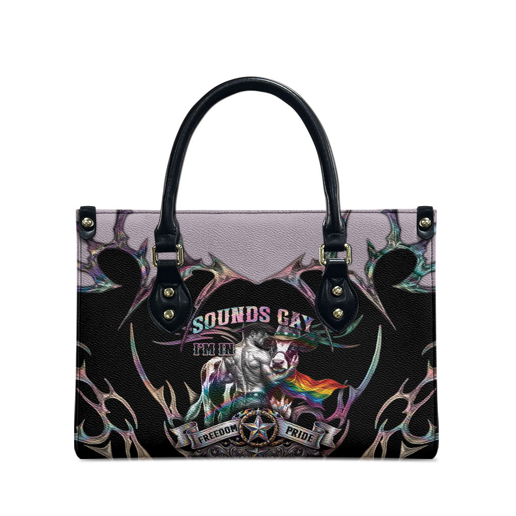 Cowboy Pride Month Sounds Gay Im in Leather Bag Y2K Tribal Chrome With Rainbow Scarf Cow Version 2
