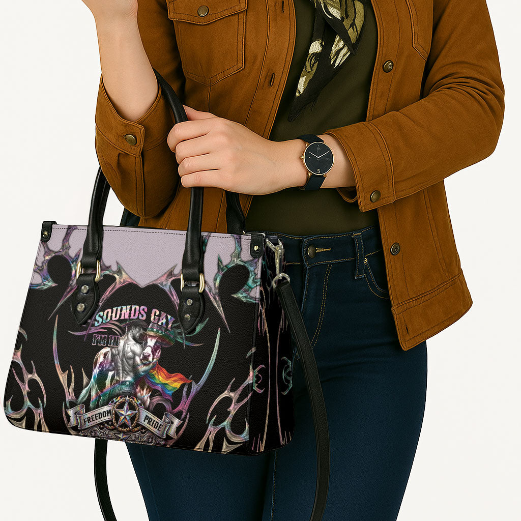 Cowboy Pride Month Sounds Gay Im in Leather Bag Y2K Tribal Chrome With Rainbow Scarf Cow Version 2