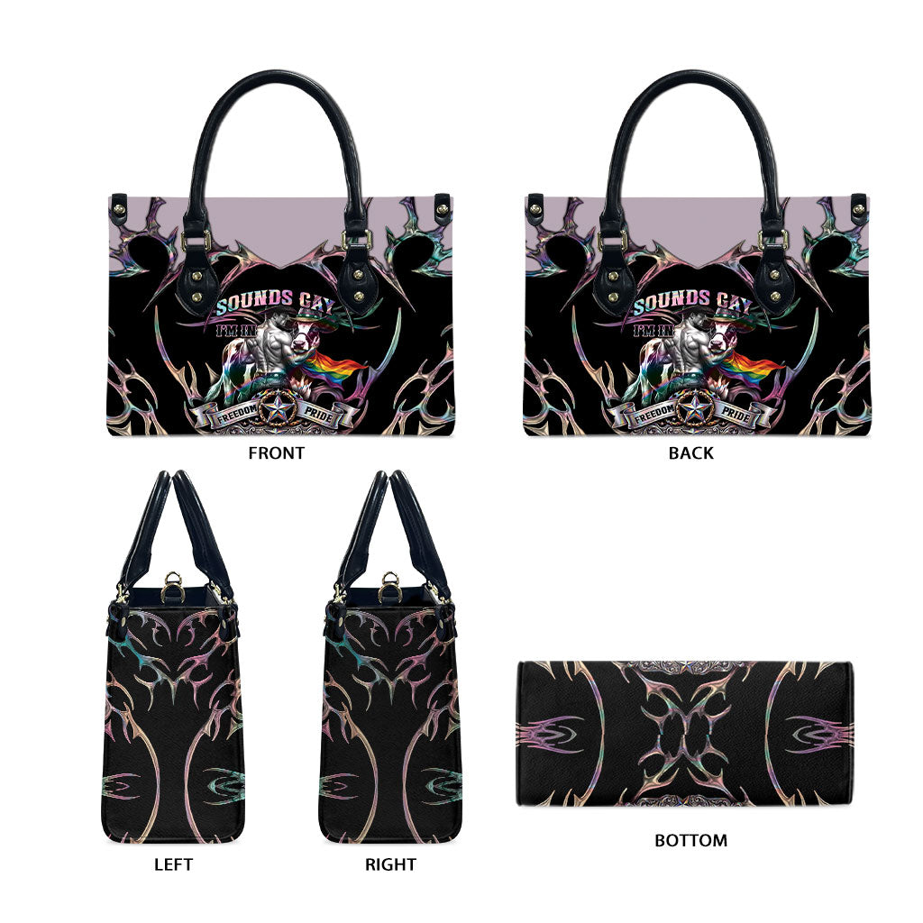 Cowboy Pride Month Sounds Gay Im in Leather Bag Y2K Tribal Chrome With Rainbow Scarf Cow Version 2