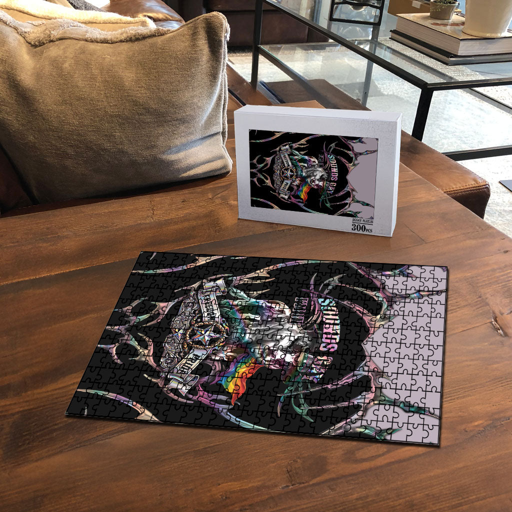 Cowboy Pride Month Sounds Gay Im in Puzzle Y2K Tribal Chrome With Rainbow Scarf Cow Version 2