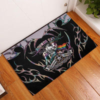 Cowboy Pride Month Sounds Gay Im in Rubber Doormat Y2K Tribal Chrome With Rainbow Scarf Cow Version 2