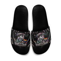 Cowboy Pride Month Sounds Gay Im in Slide Sandals Y2K Tribal Chrome With Rainbow Scarf Cow Version 2