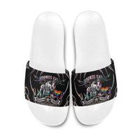 Cowboy Pride Month Sounds Gay Im in Slide Sandals Y2K Tribal Chrome With Rainbow Scarf Cow Version 2