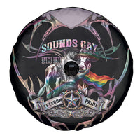 Cowboy Pride Month Sounds Gay Im in Spare Tire Cover Y2K Tribal Chrome With Rainbow Scarf Cow Version 2