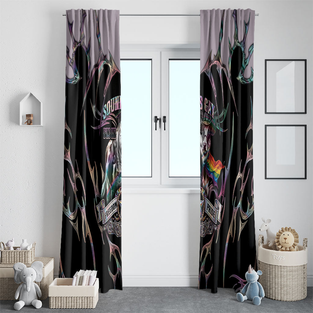 Cowboy Pride Month Sounds Gay Im in Window Curtain Y2K Tribal Chrome With Rainbow Scarf Cow Version 2