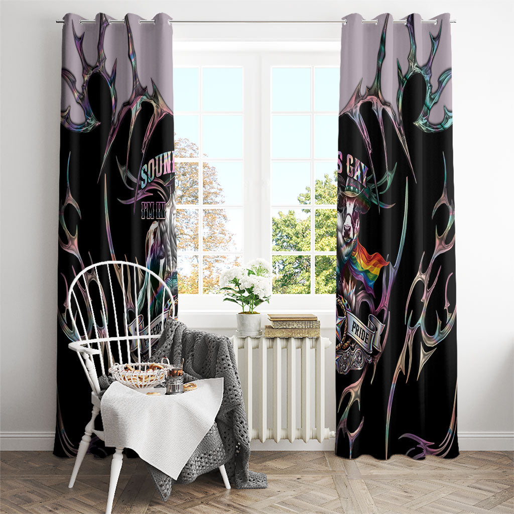 Cowboy Pride Month Sounds Gay Im in Window Curtain Y2K Tribal Chrome With Rainbow Scarf Cow Version 2