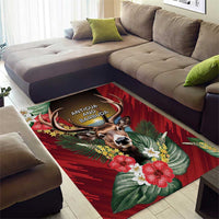 Antigua and Barbuda Area Rug Tropical Flowers Stag Deer - Wonder Print Shop