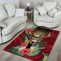 Antigua and Barbuda Area Rug Tropical Flowers Stag Deer - Wonder Print Shop