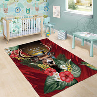 Antigua and Barbuda Area Rug Tropical Flowers Stag Deer - Wonder Print Shop