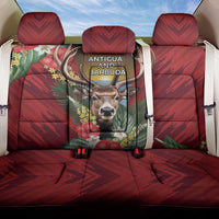 Antigua and Barbuda Back Car Seat Cover Tropical Flowers Stag Deer - Wonder Print Shop