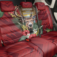 Antigua and Barbuda Back Car Seat Cover Tropical Flowers Stag Deer - Wonder Print Shop