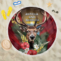 Antigua and Barbuda Beach Blanket Tropical Flowers Stag Deer - Wonder Print Shop