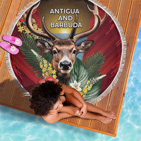 Antigua and Barbuda Beach Blanket Tropical Flowers Stag Deer - Wonder Print Shop