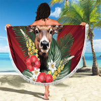 Antigua and Barbuda Beach Blanket Tropical Flowers Stag Deer - Wonder Print Shop