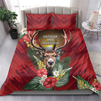 Antigua and Barbuda Bedding Set Tropical Flowers Stag Deer - Wonder Print Shop