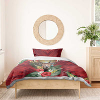 Antigua and Barbuda Bedding Set Tropical Flowers Stag Deer - Wonder Print Shop