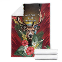 Antigua and Barbuda Blanket Tropical Flowers Stag Deer - Wonder Print Shop
