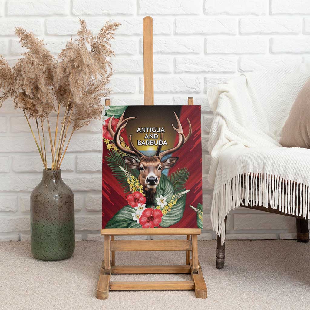 Antigua and Barbuda Canvas Wall Art Tropical Flowers Stag Deer - Wonder Print Shop