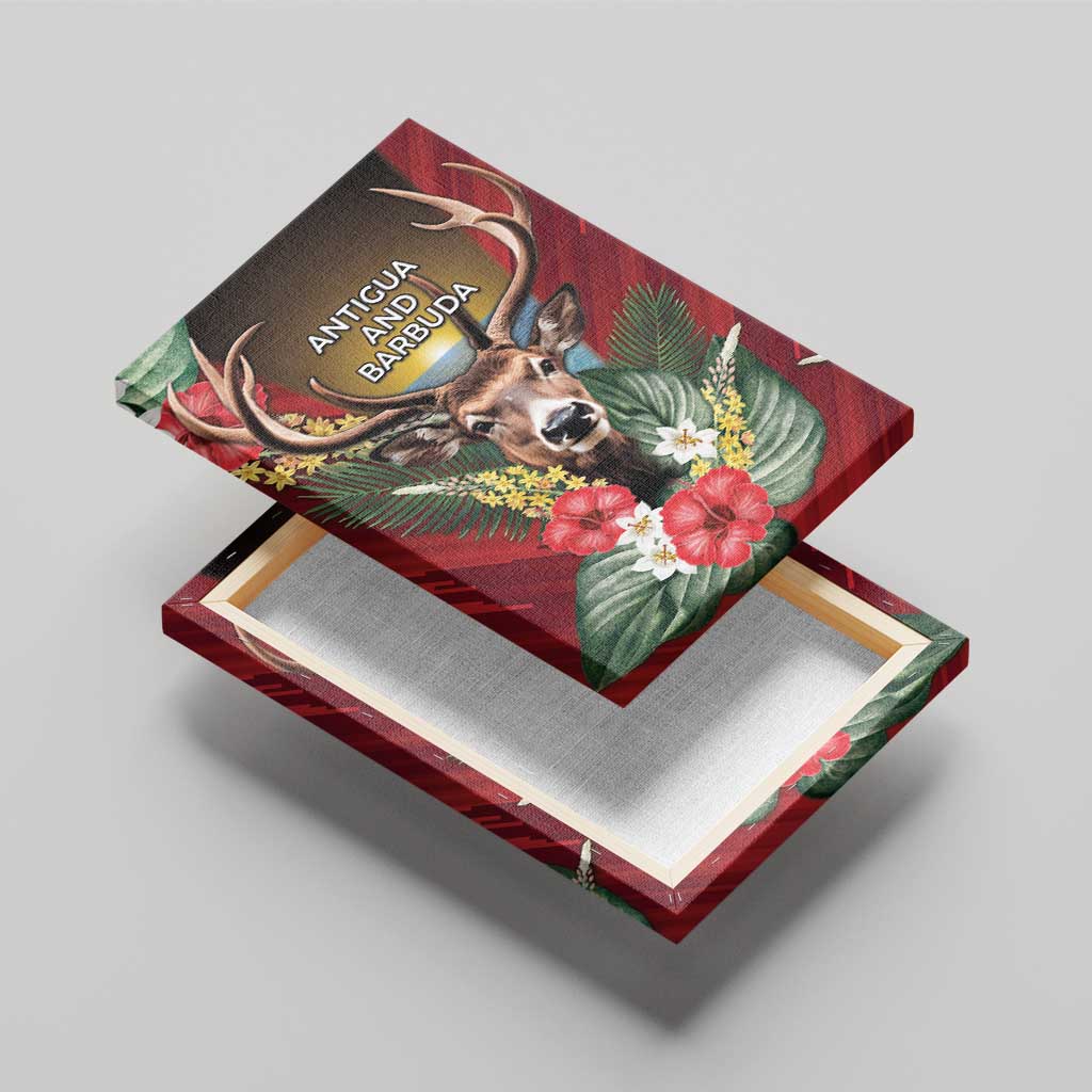 Antigua and Barbuda Canvas Wall Art Tropical Flowers Stag Deer - Wonder Print Shop