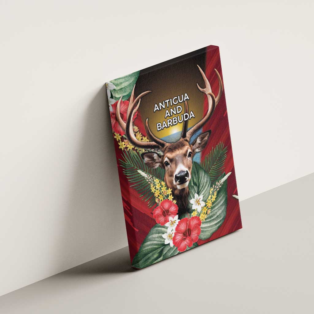 Antigua and Barbuda Canvas Wall Art Tropical Flowers Stag Deer - Wonder Print Shop